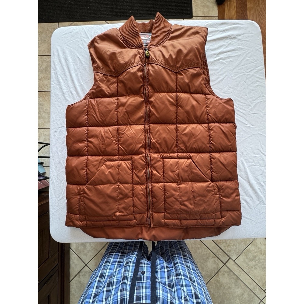 Roper Range Gear Men's XL Quilted Puffer Vest Rust Orange Down Blend